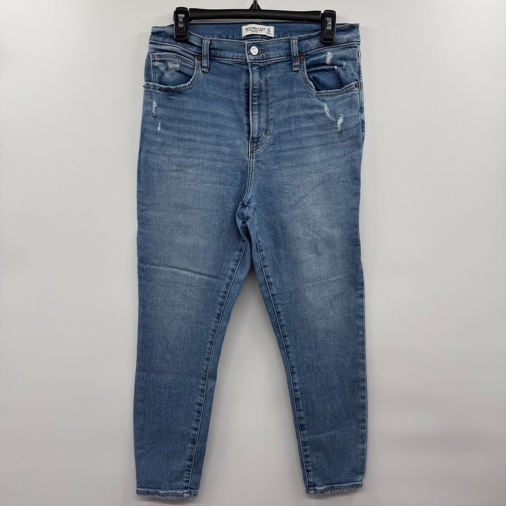 Abercrombie & Fitch Womens 12R The Super Skinny Ankle High Rise Distressed Jeans